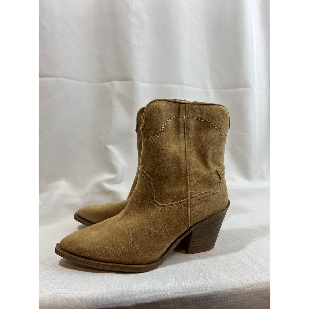 Universal Thread Womens Tan Suede Western Ankle Boots Pointed Toe Block Heel 6.5